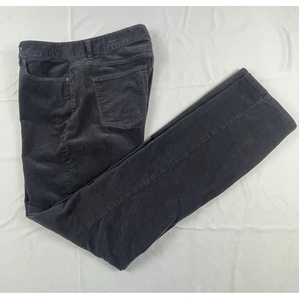 Talbots Womens Gray Corduroy Straight Leg Pants Charcoal Dark Grey SIZE 10